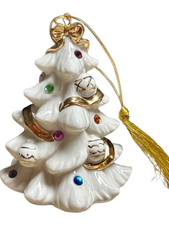 Lenox Other - Lenox~2001 Jeweled Christmas Tree Ceramic Ornament W/ Colored Jewels & Gold Trim